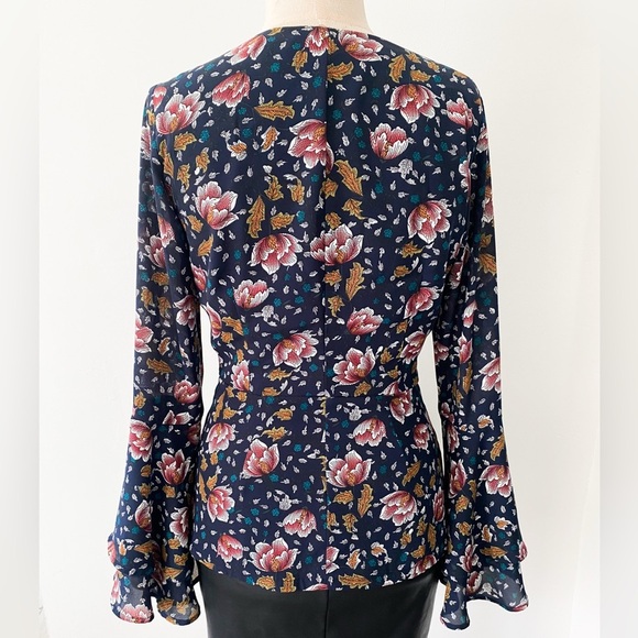 Hommage From Los Angeles Women’s Floral Blouse, Navy Blue, Size Small - Picture 6 of 12